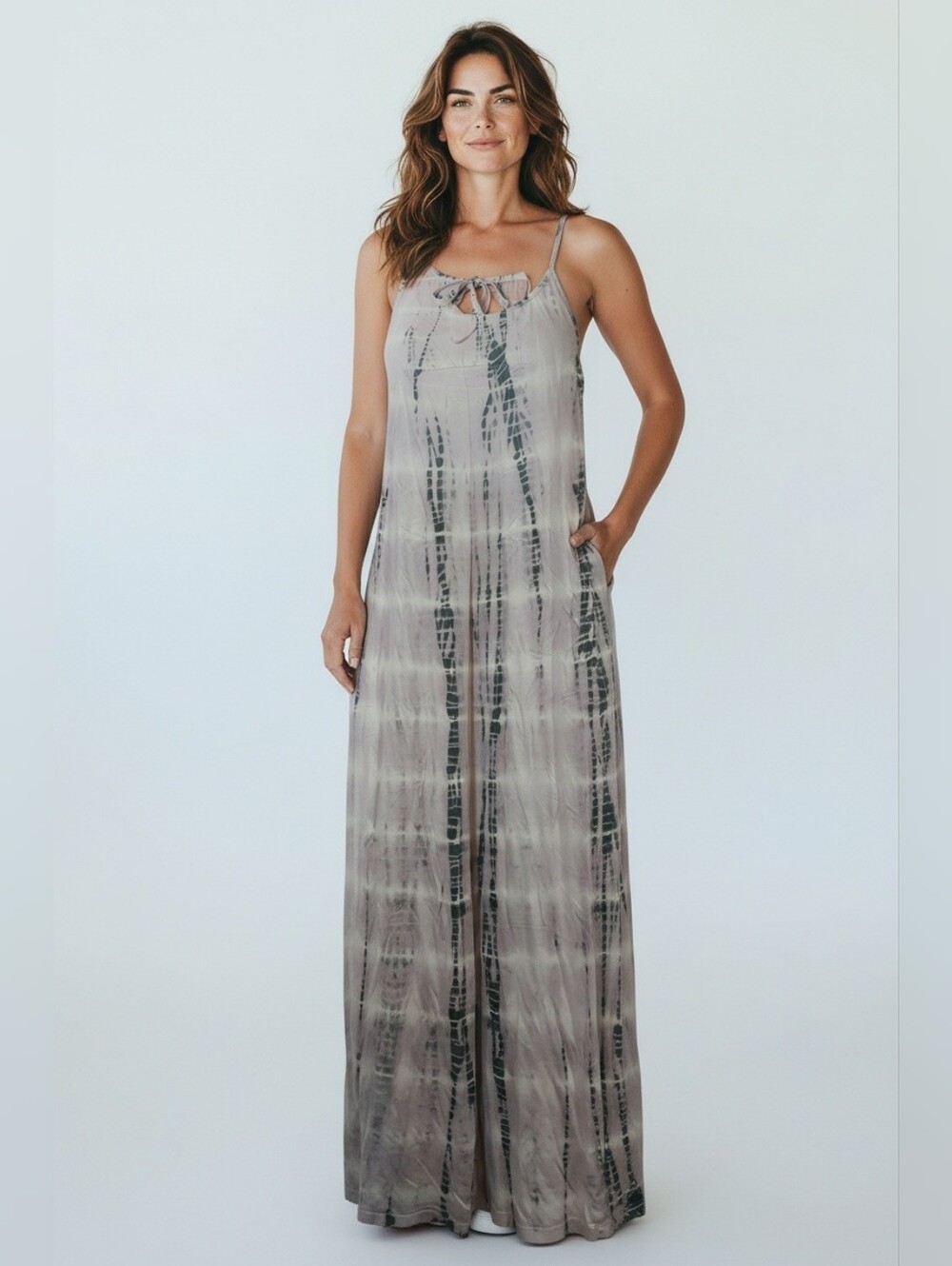 Vintage Y2k  White & Light Purple Tie-Dye Racerback Maxi Dress